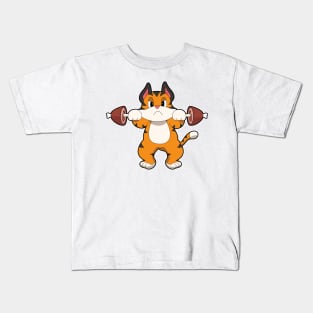 Tiger Weight lifting Barbell Kids T-Shirt